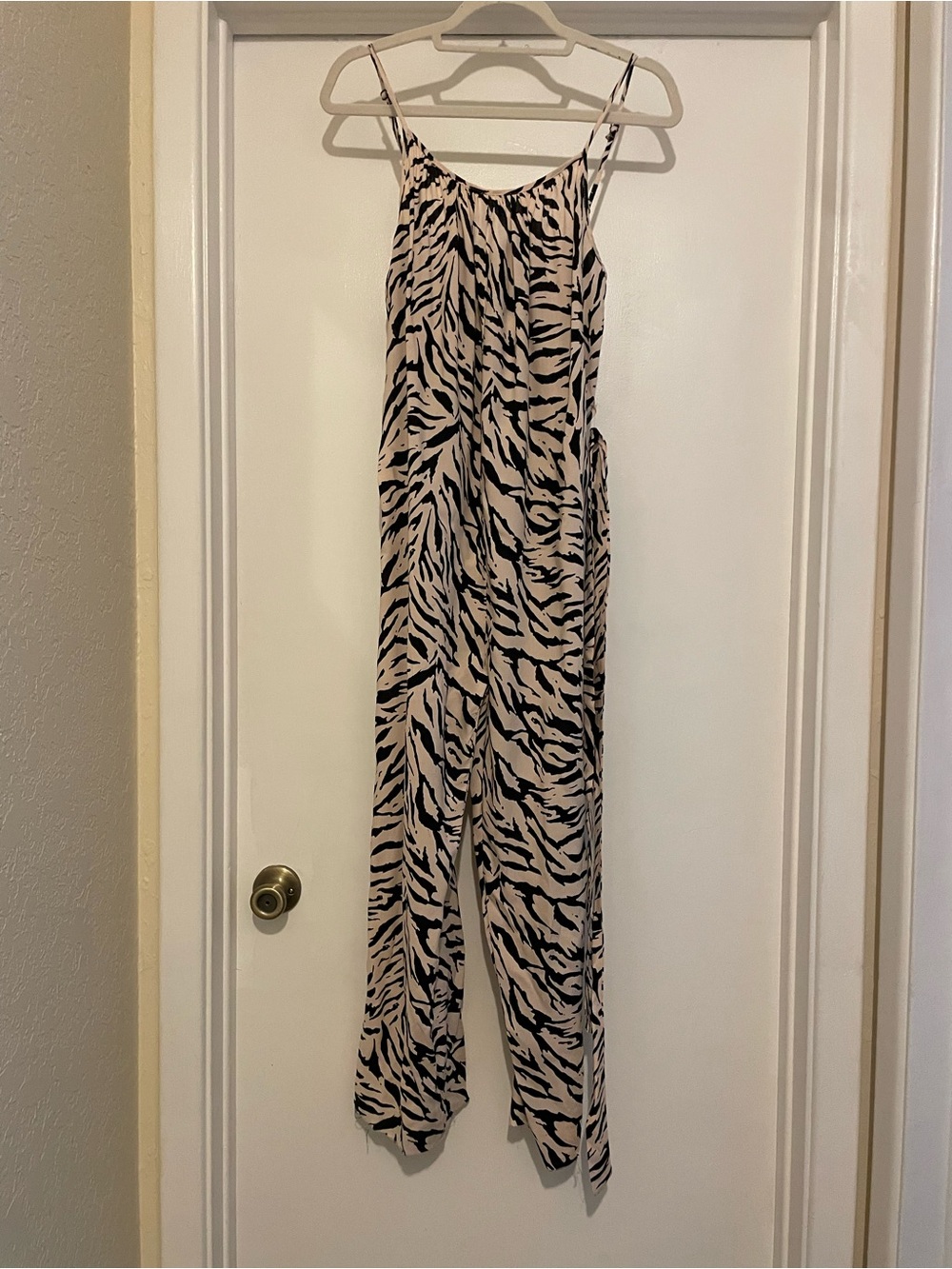 New Look Women’s Black and Beige Zebra Print Jumpsuit